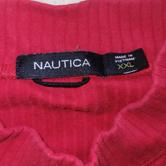 Nautica Pullover Mock Neck Sweater Red Navy Blue Stripe Size XXL 2XL - Picture 8 of 8